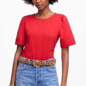 Madewell Side Cinch Puff Sleeve Tee Watermelon Size Large NWT